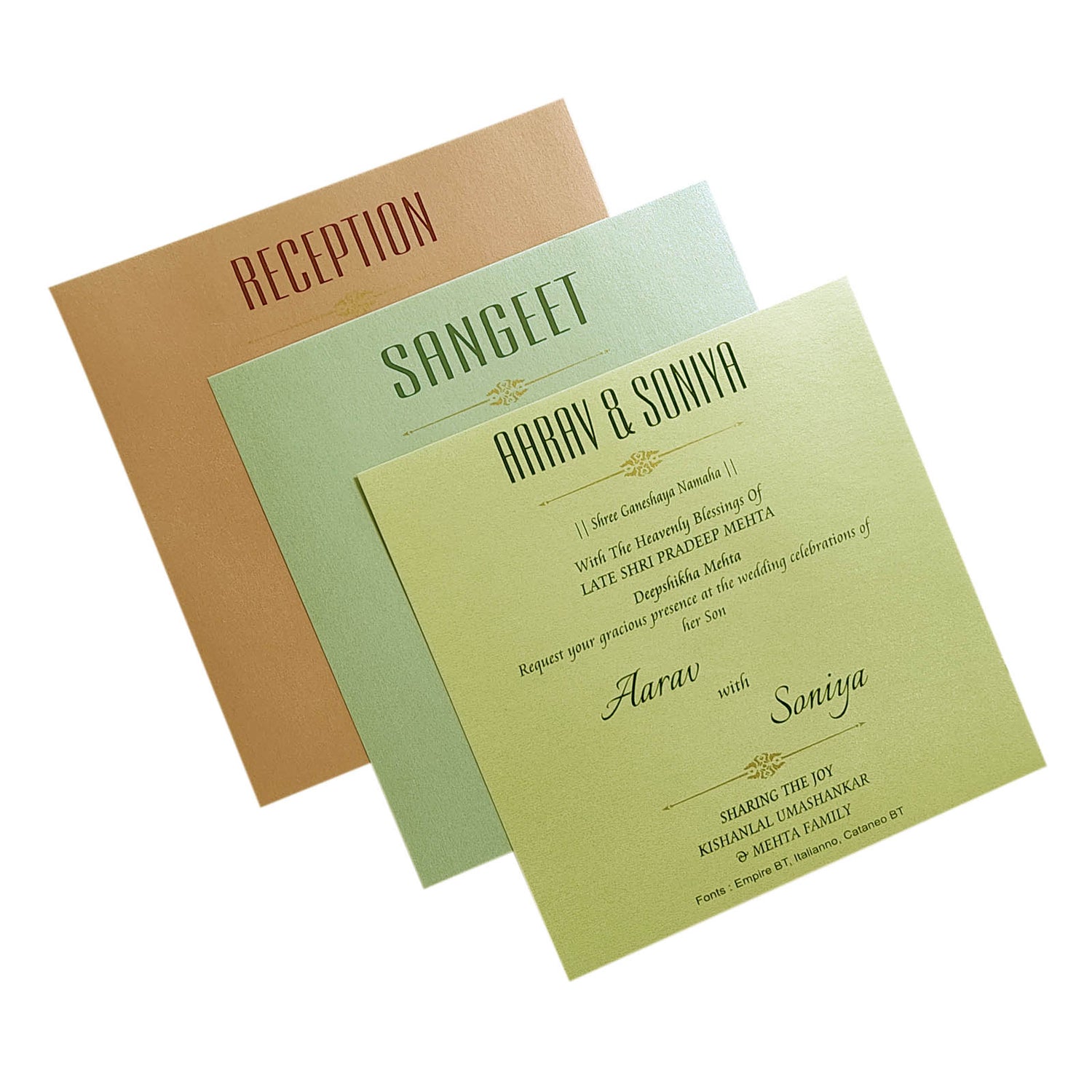 Cream Floral Tracing Invitation Card-KRC29020