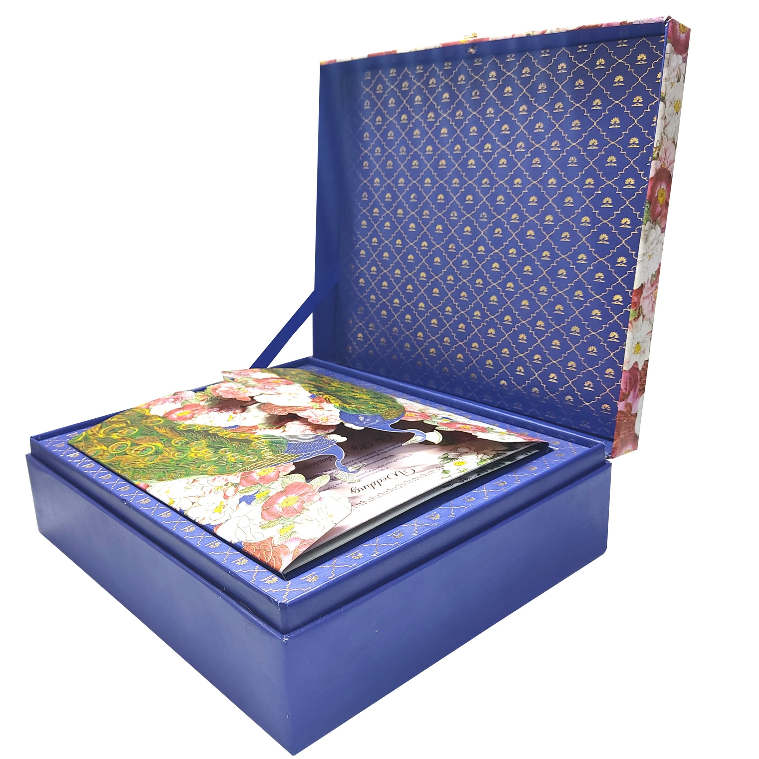 Blue Ultra Premium Floral Peacock Design With Sweet Bowls-KNKUP041