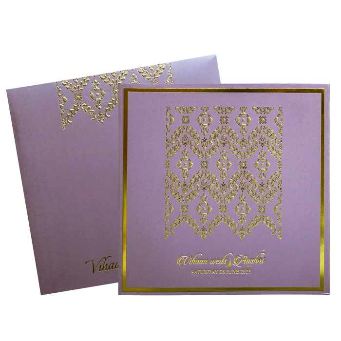 Lavender Gold Floral Padded Wedding Card-King of Cards