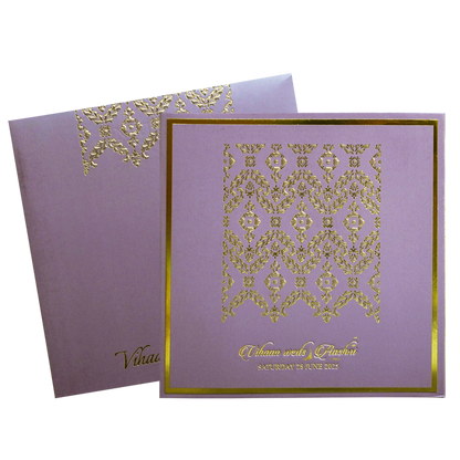 Lavender Gold Floral Padded Wedding Card-King of Cards