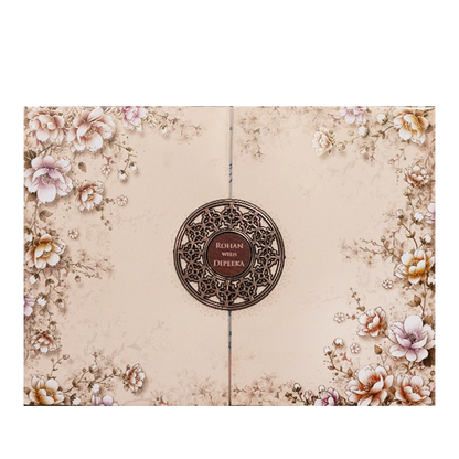 Cream Floral Padded Wedding Card-KSH72940