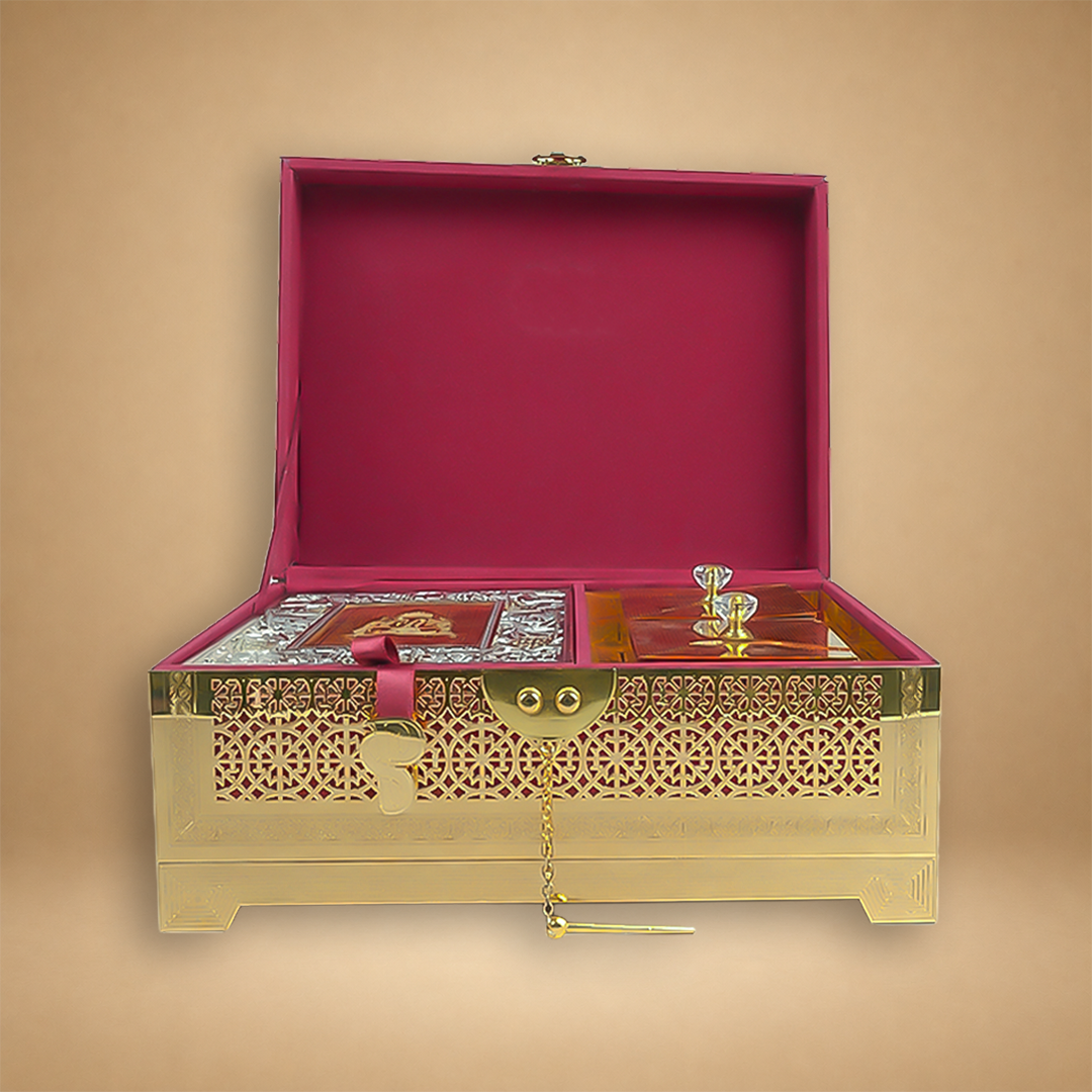 Gold Premium Laser-Cut Luxury Invitation Box - KNLW202546
