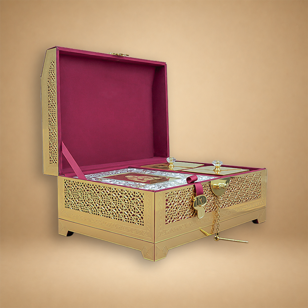 Gold Premium Laser-Cut Luxury Invitation Box - KNLW202546
