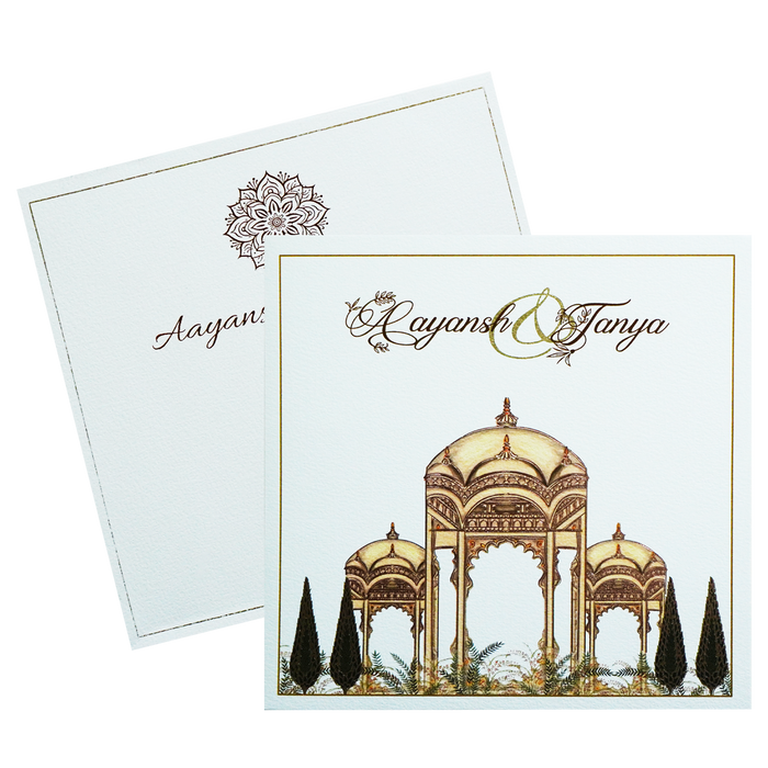 White Mughali Mahal Invitation Card-King of Cards