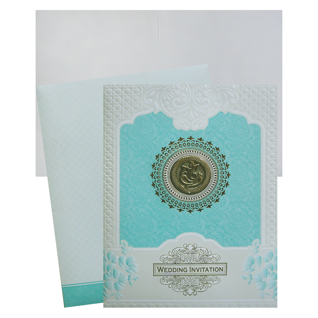 Blue and White Mandela Wedding Card-KNK7080B