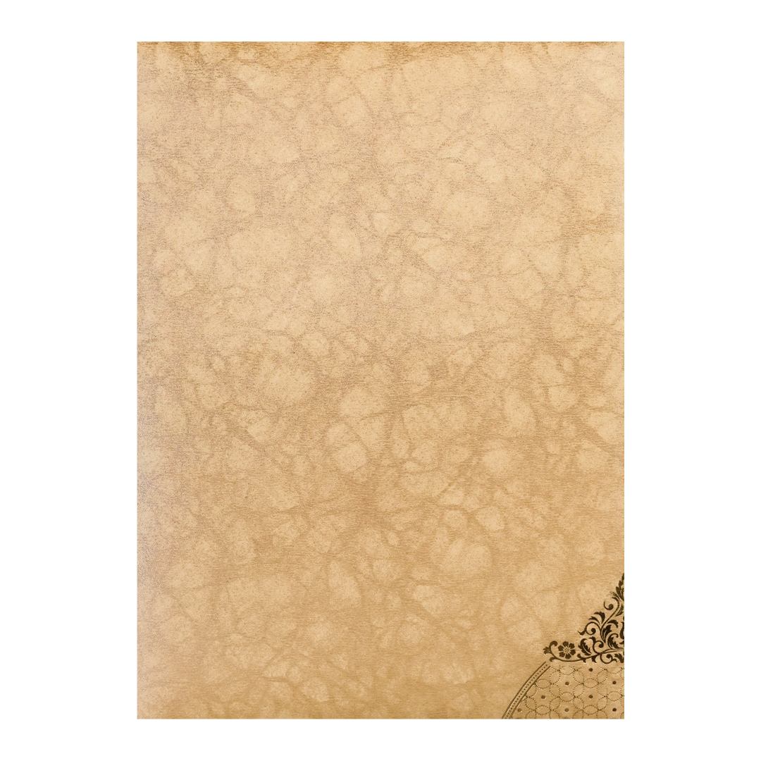 Gold Oval Floral Ganesha Wedding Card-KNKR042B