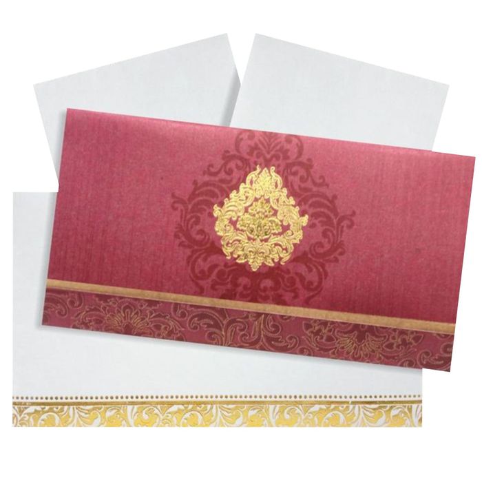 Magnificent Gold Foiling Design With Brown Shading Personal Wedding Card - KNHM813C