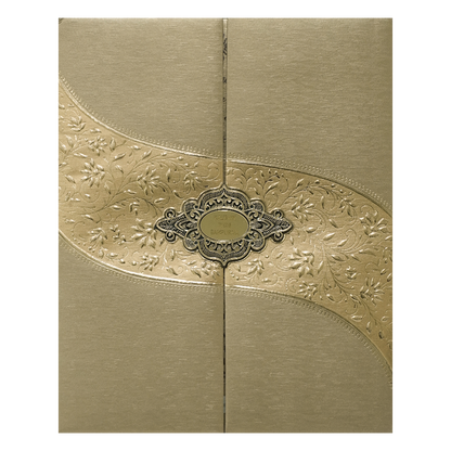 Check out Gold Floral Padded Wedding Card at best price. ✅WhatsApp Support ✅Express Delivery.|King of cards.