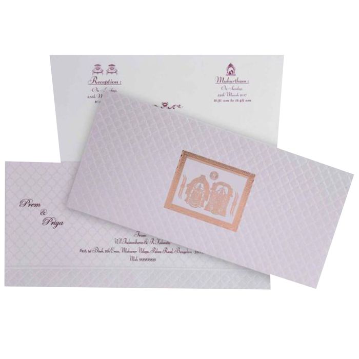 Pristine White Shading With Gold Foiling Balaji And Padhmavathi Wedding Card - KNK2521-King of Cards