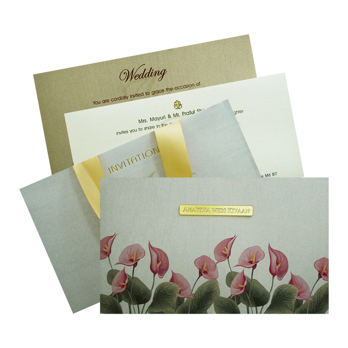 Metallic Grey Luxury Wedding Box-King of Cards