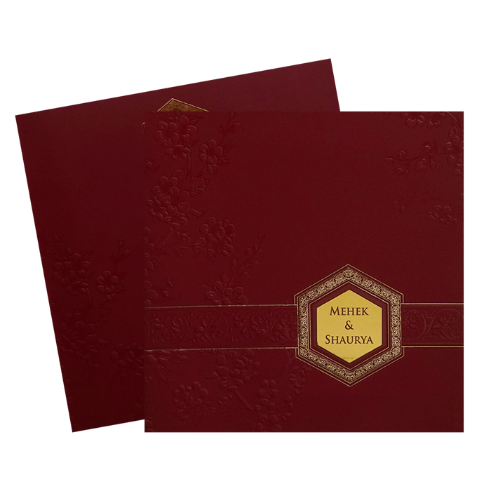 Red Embossed Wedding Card-King of Cards