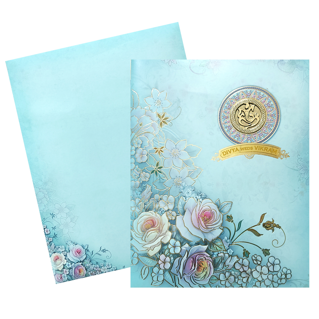 Pista Green Floral Door Type Invitation Card-KNKJ1129