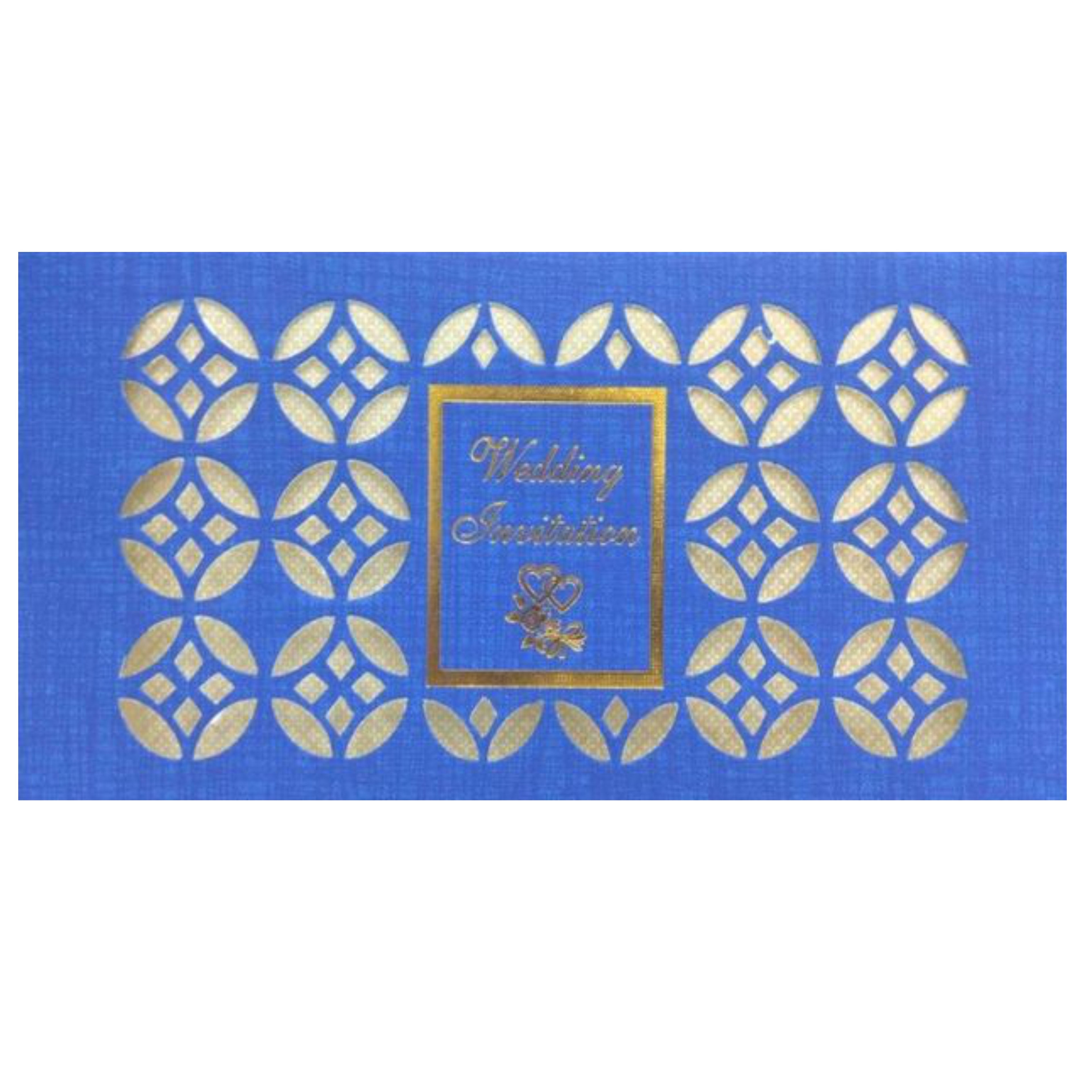 Bright Blue Shading with Wolly Cut Design Wedding Card-KNW20111