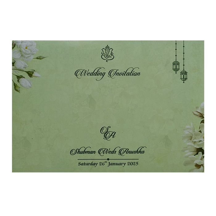 Dark Green Padded Marriage Invitation Card-King of Cards