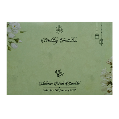 Dark Green Padded Marriage Invitation Card-King of Cards