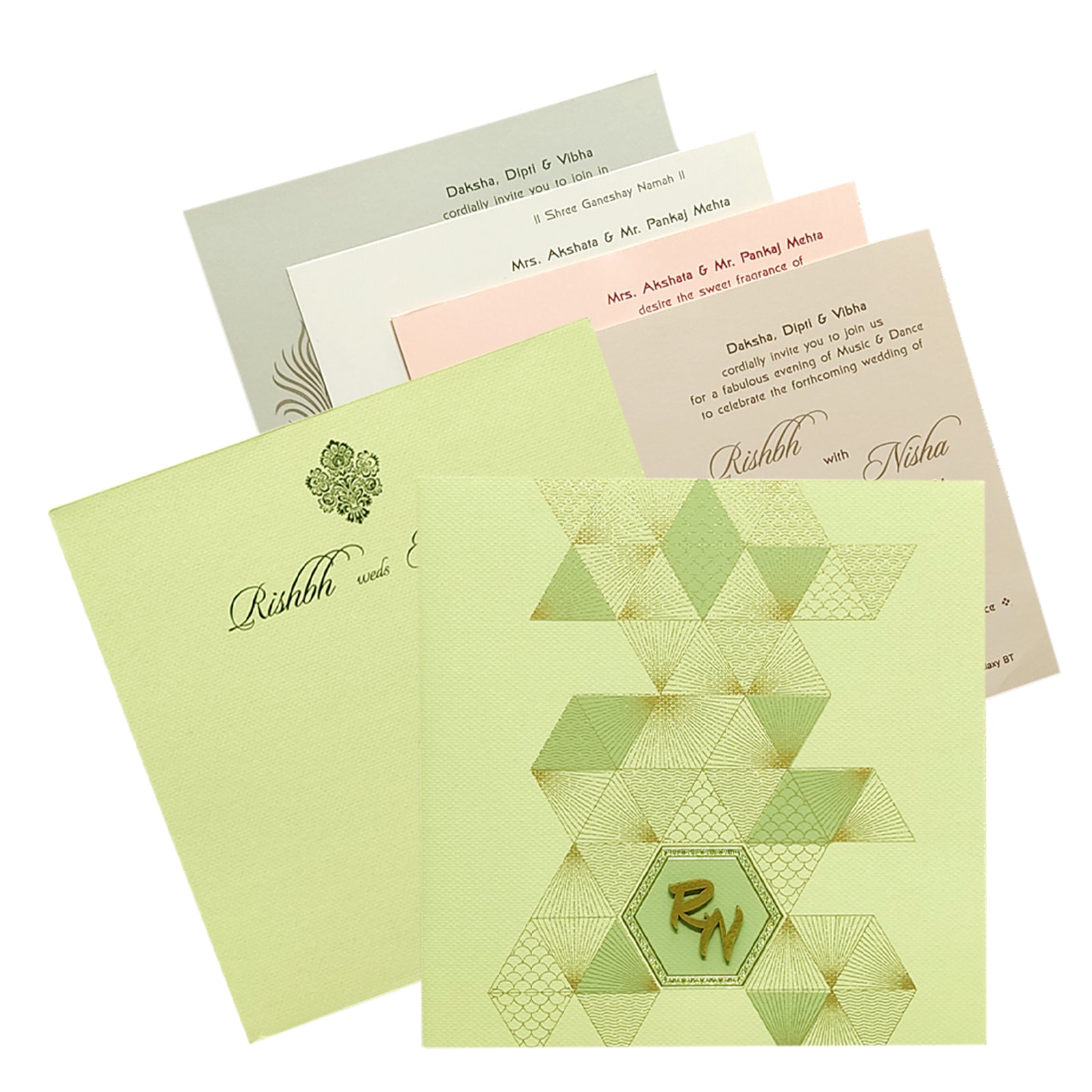 Green Geometric Design Invitation Card-KRC29491