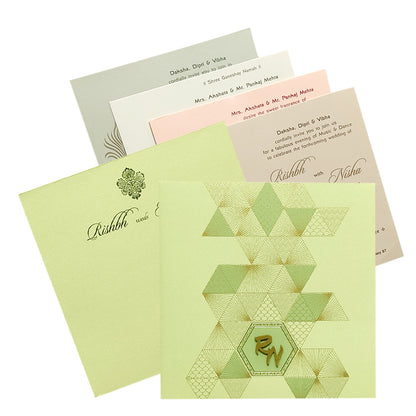 Green Geometric Design Invitation Card-KRC29491