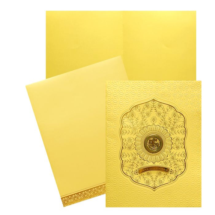 Selling Gold Floral Nameplate invitation card online. Buying invitation cards made easy with King of Cards! &amp;