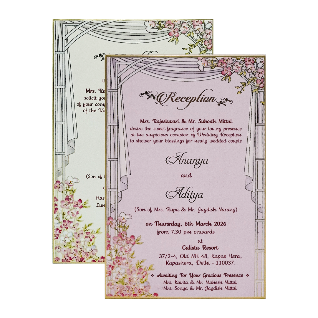 Pink Floral Gatefold Wedding Invitation Box-KMMEX8310