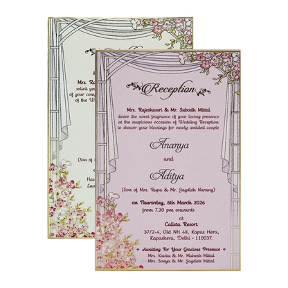 Pink Floral Gatefold Wedding Invitation Box-KMMEX8310