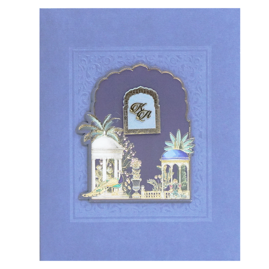 Blue Pop-Up Soft Fabric Wedding Card-KPR23940