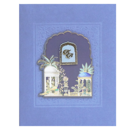 Blue Pop-Up Soft Fabric Wedding Card-KPR23940