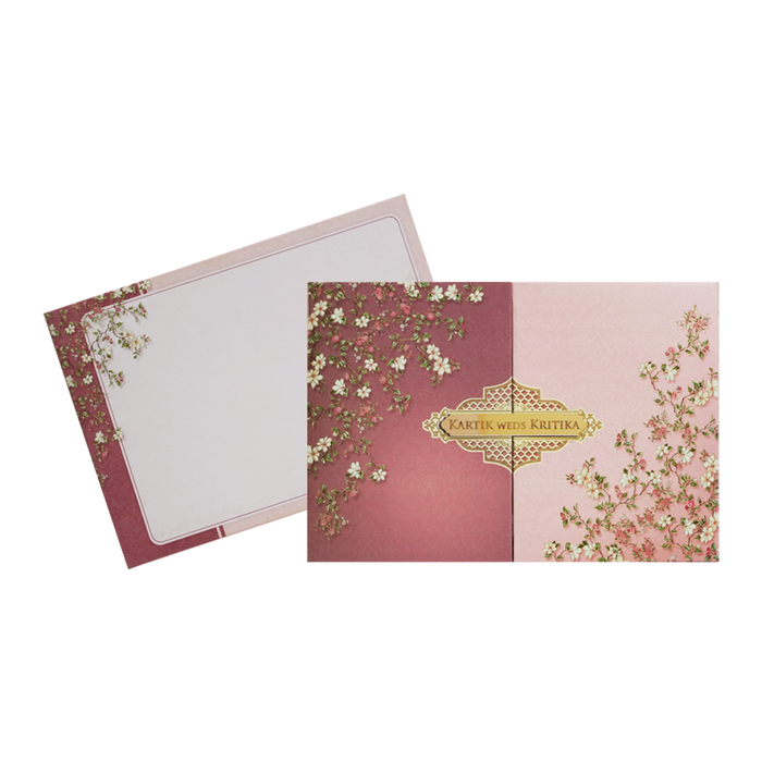 Beige Floral Door Padded Invitation Card-King of Cards