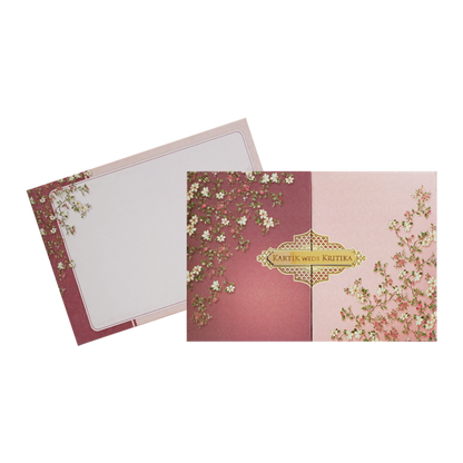 Beige Floral Door Padded Invitation Card-King of Cards