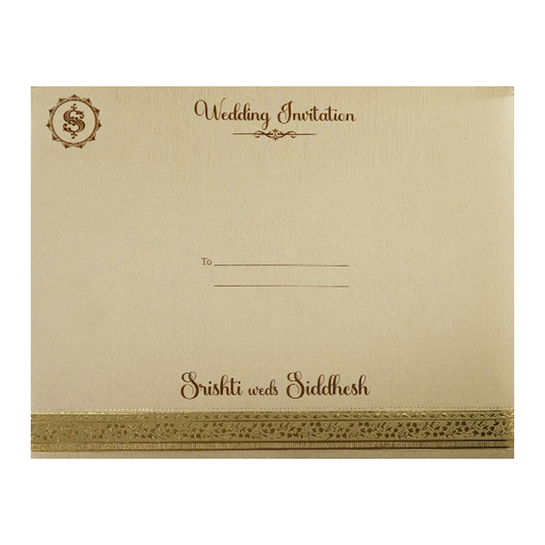 Gold Oval Monogram Padded Wedding Card-KSI64320