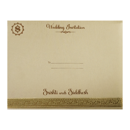 Gold Oval Monogram Padded Wedding Card-KSI64320
