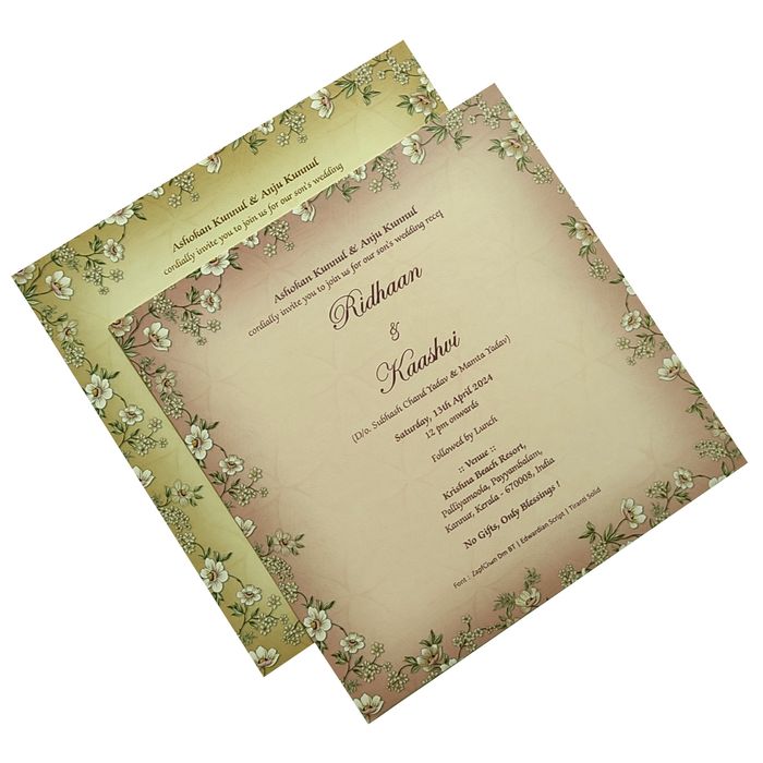 Green Cream Floral Invitation Card-King of Cards