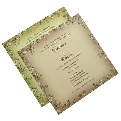 Green Cream Floral Invitation Card-King of Cards