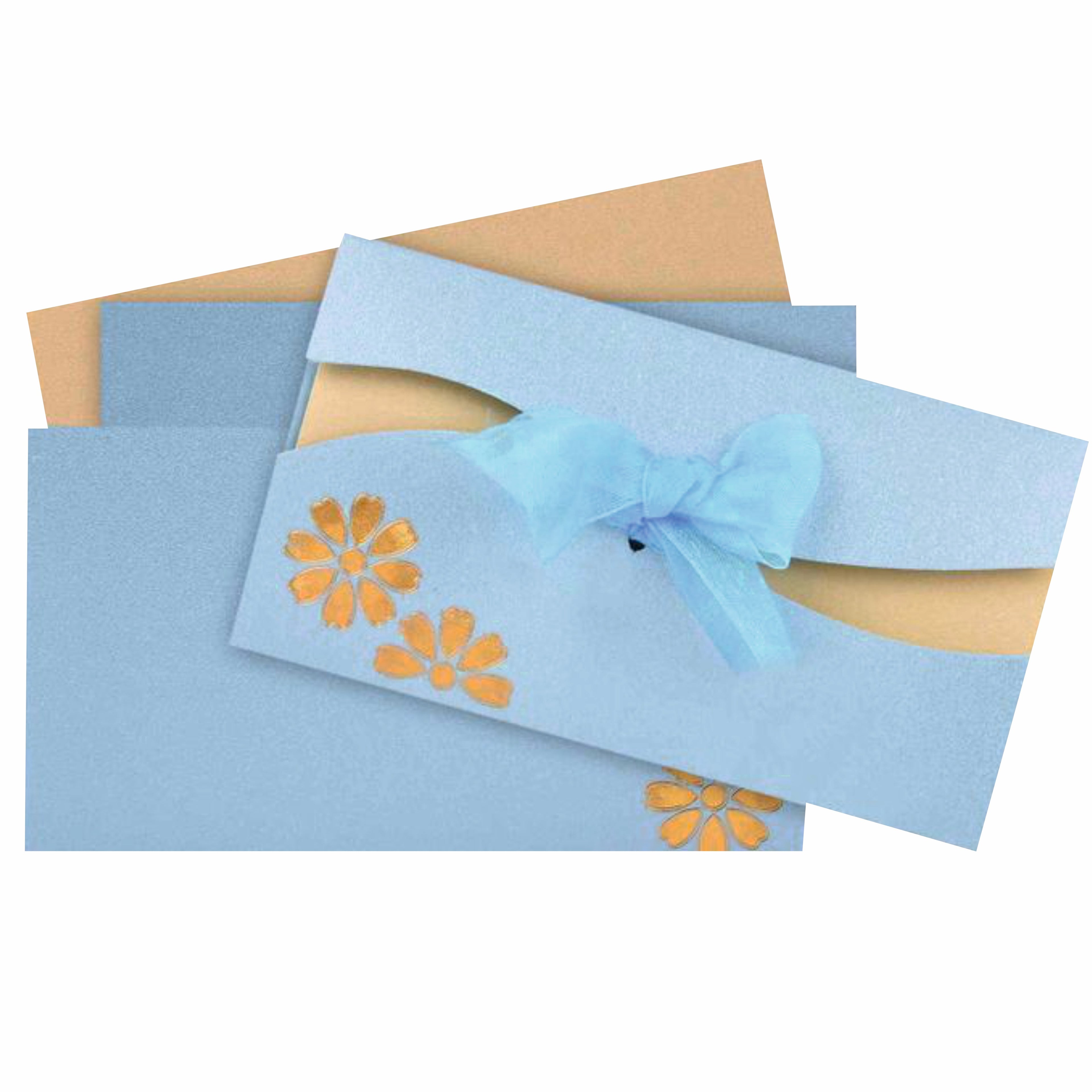 Royal Light Blue Colour  Wedding Card - KNK30420
