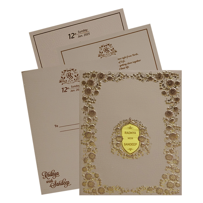 Cream Pink Floral Invitation-King of Cards