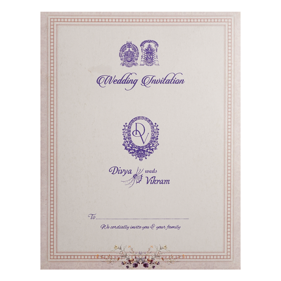Lavender Floral Door Wedding Card-KNKC4082