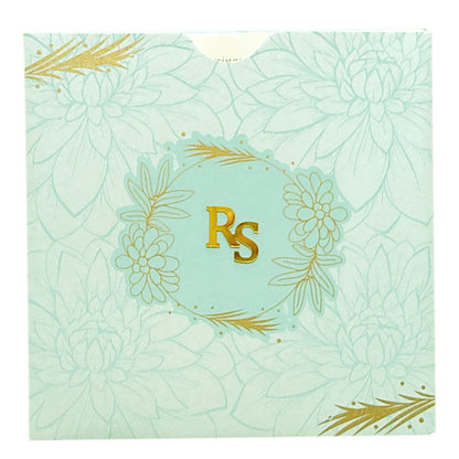 Blue Floral Nameplate Invitation Card-KRC29501