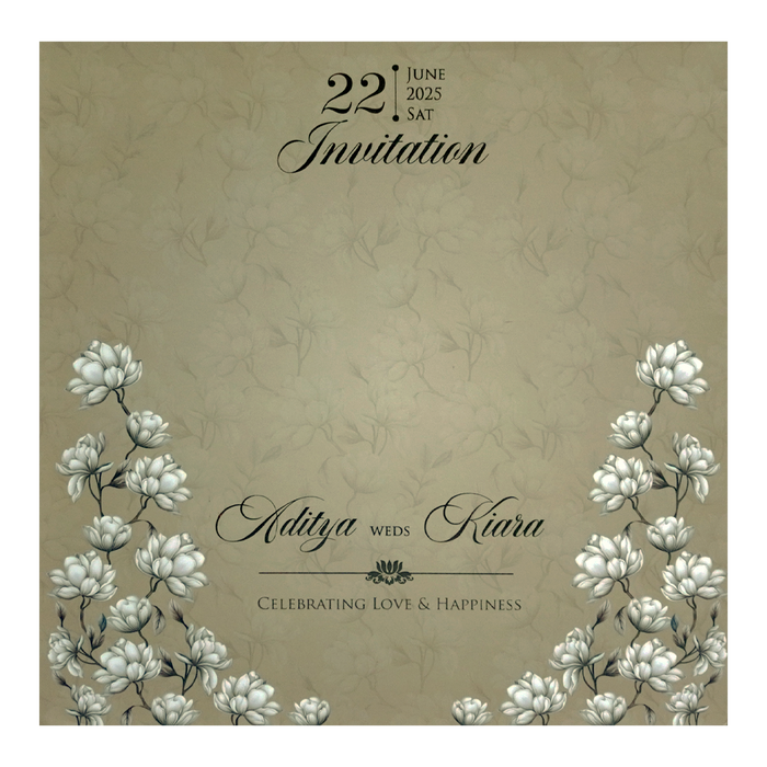 Brown Laser Cut White Floral Wedding Card-King of Cards