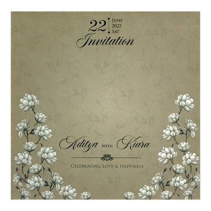 Brown Laser Cut White Floral Wedding Card-King of Cards