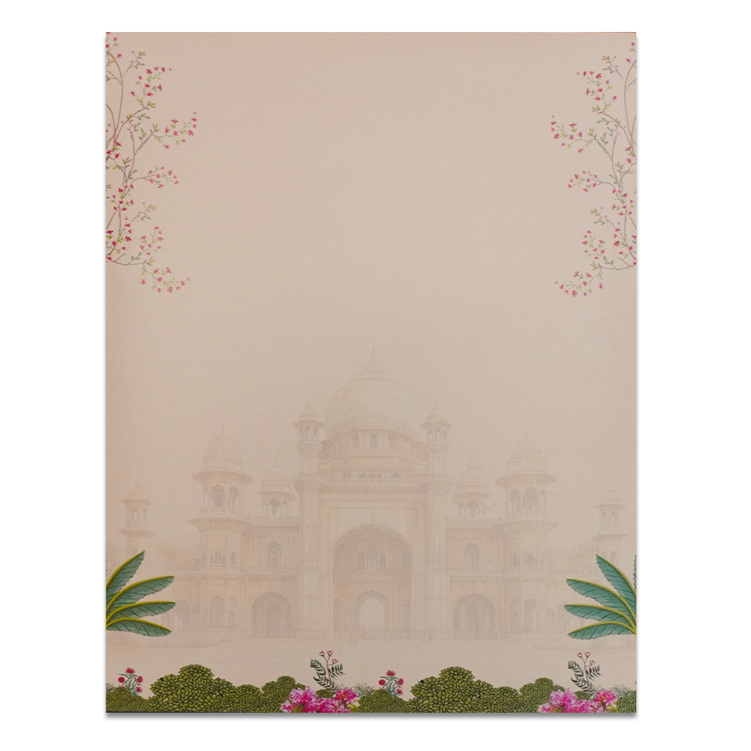 Cream Royal Palace Peacock Wedding Card-KNKJ1147