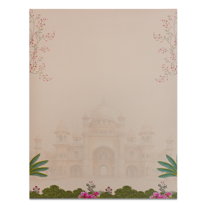Cream Royal Palace Peacock Wedding Card-KNKJ1147
