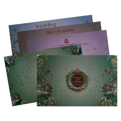 Water Green Royal Wedding Card-KVN07250