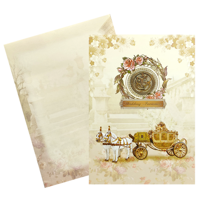 Brown Floral Paper Sheet Wedding Card-King of Cards