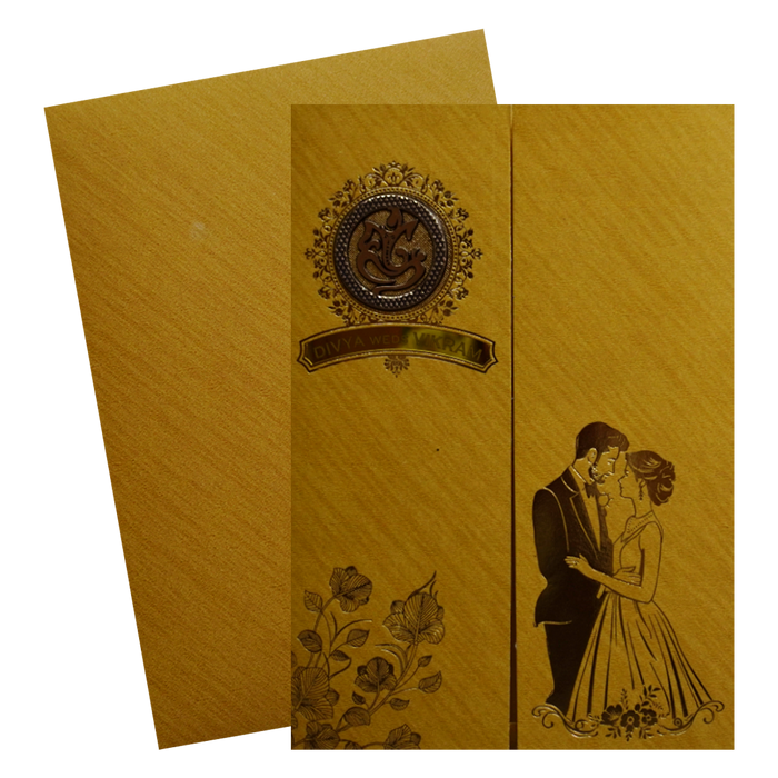 Gold Shiny Ganesha Wedding Card-King of Cards