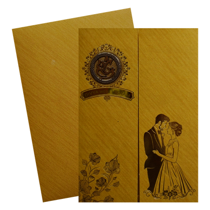 Gold Shiny Ganesha Wedding Card-KNCM037G