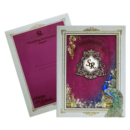 Grey Pink Padded Invitation-King of Cards