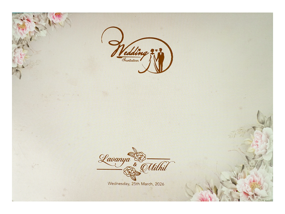 Buy Grey Floral Padded Wedding Card
