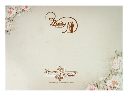 Buy Grey Floral Padded Wedding Card