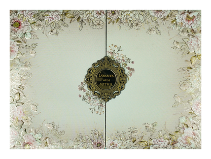 Check out Grey Floral Padded Wedding Card at best price. ✅WhatsApp Support ✅Express Delivery.|King of cards.