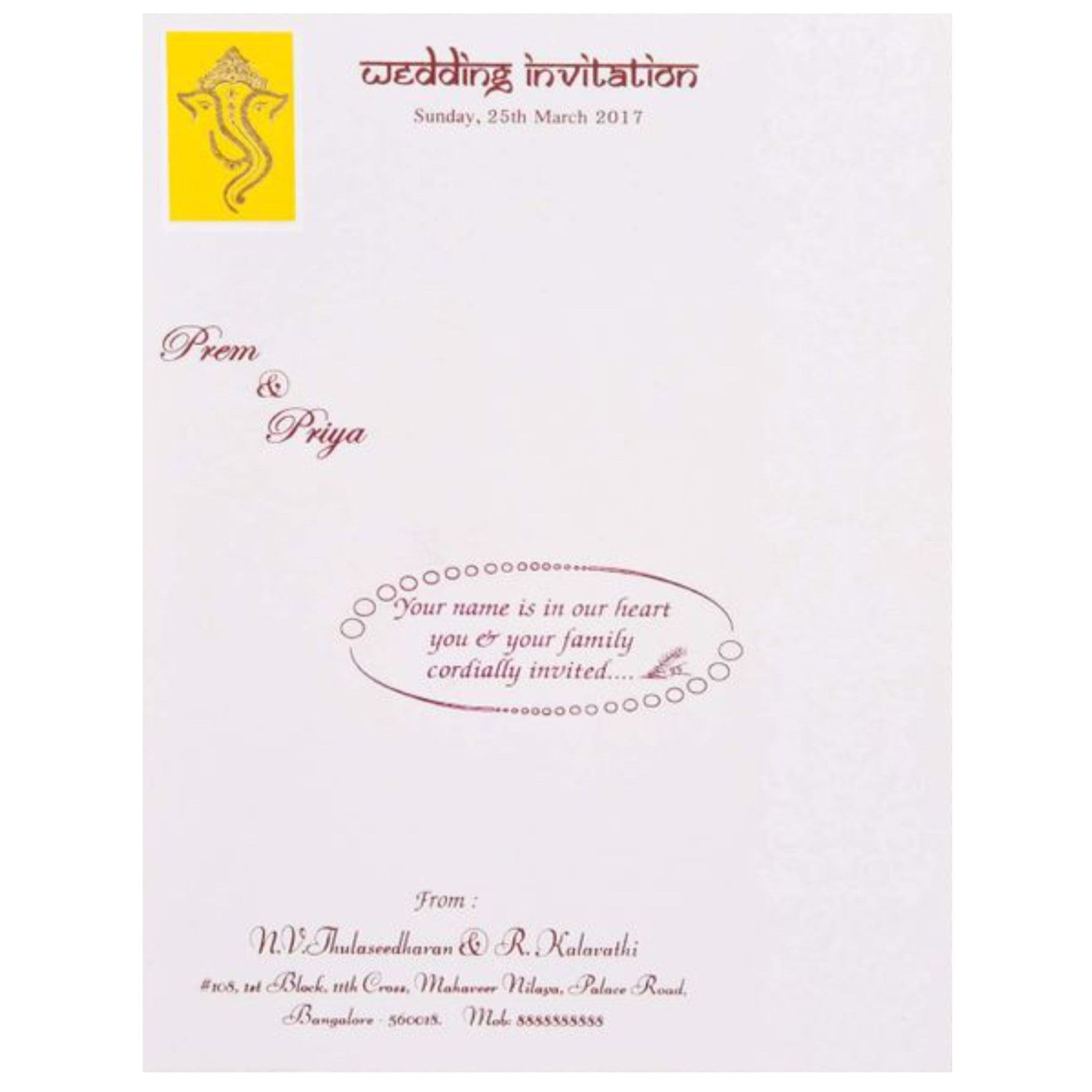 Flourishing White Shading  Wedding Invitation Card- KNK3280