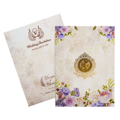 Peach Floral Wedding Invitation Card-King of Cards